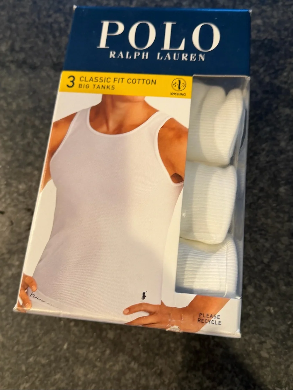 Polo by Ralph Lauren Undershirt Packaging - Navy Blue with Yellow Accents